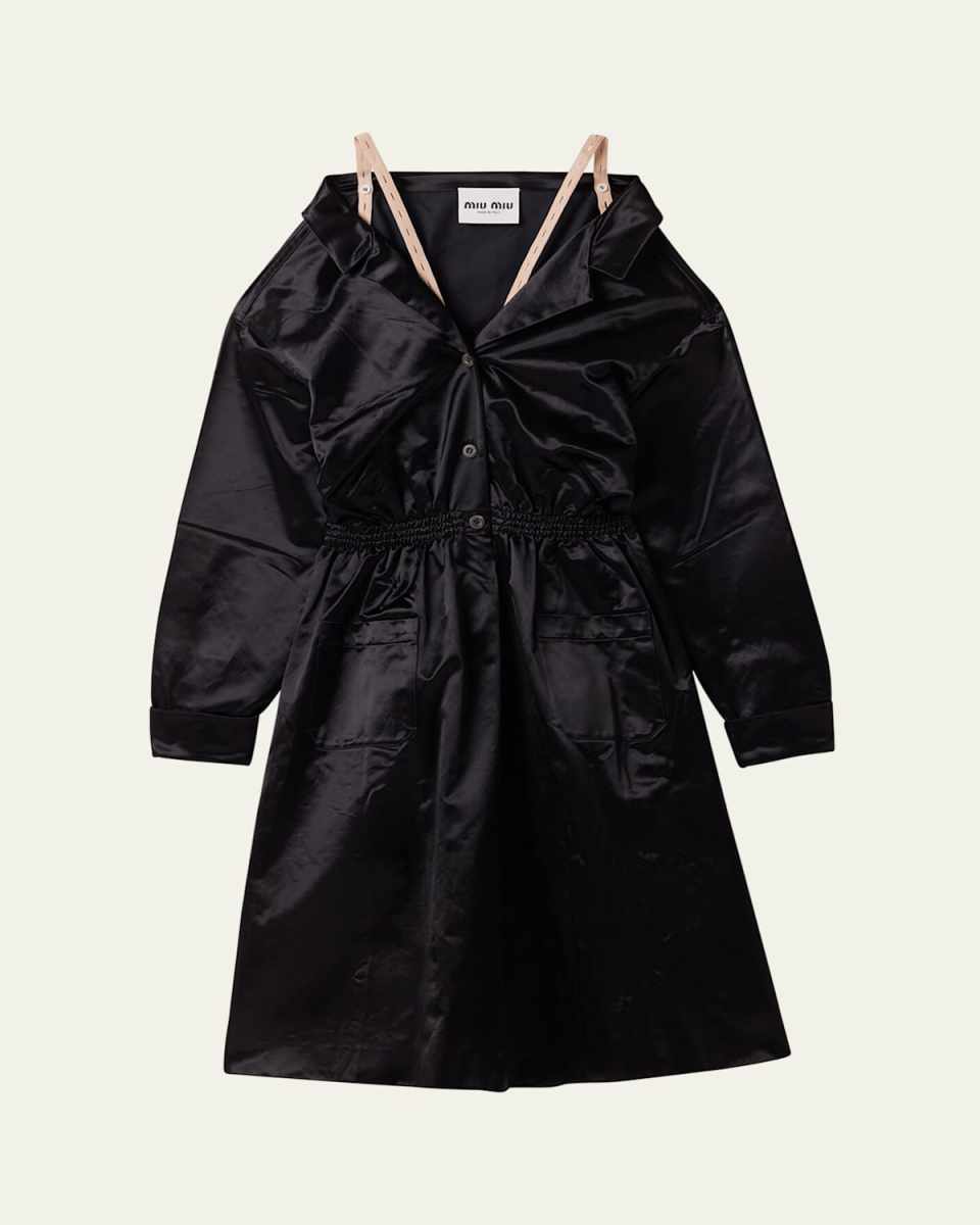 Satin Button-Front Dress